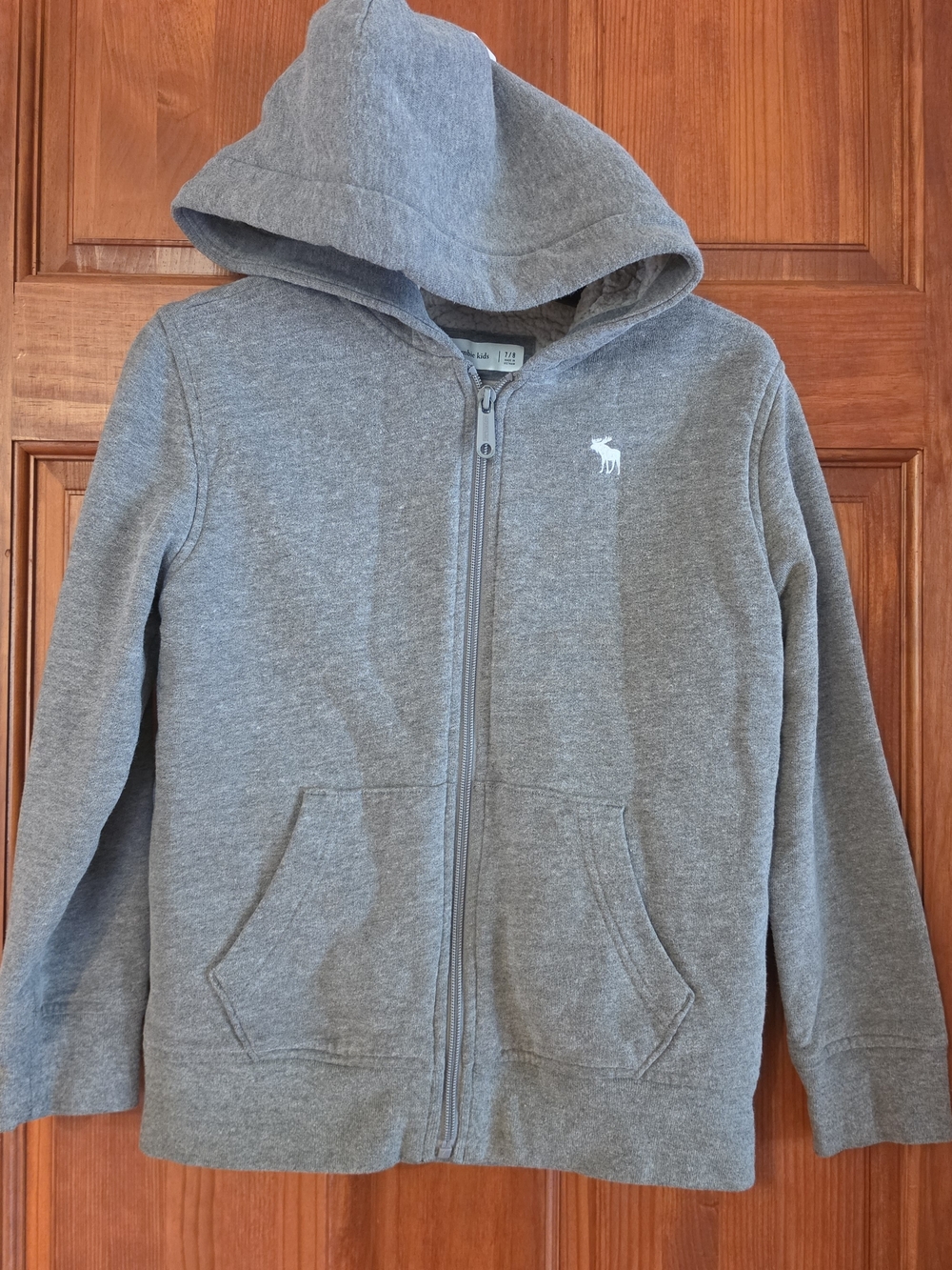Abercrombie Kids Gray Sherpa Lined Full Zip Hoodie w/ Pockets Size 7/8